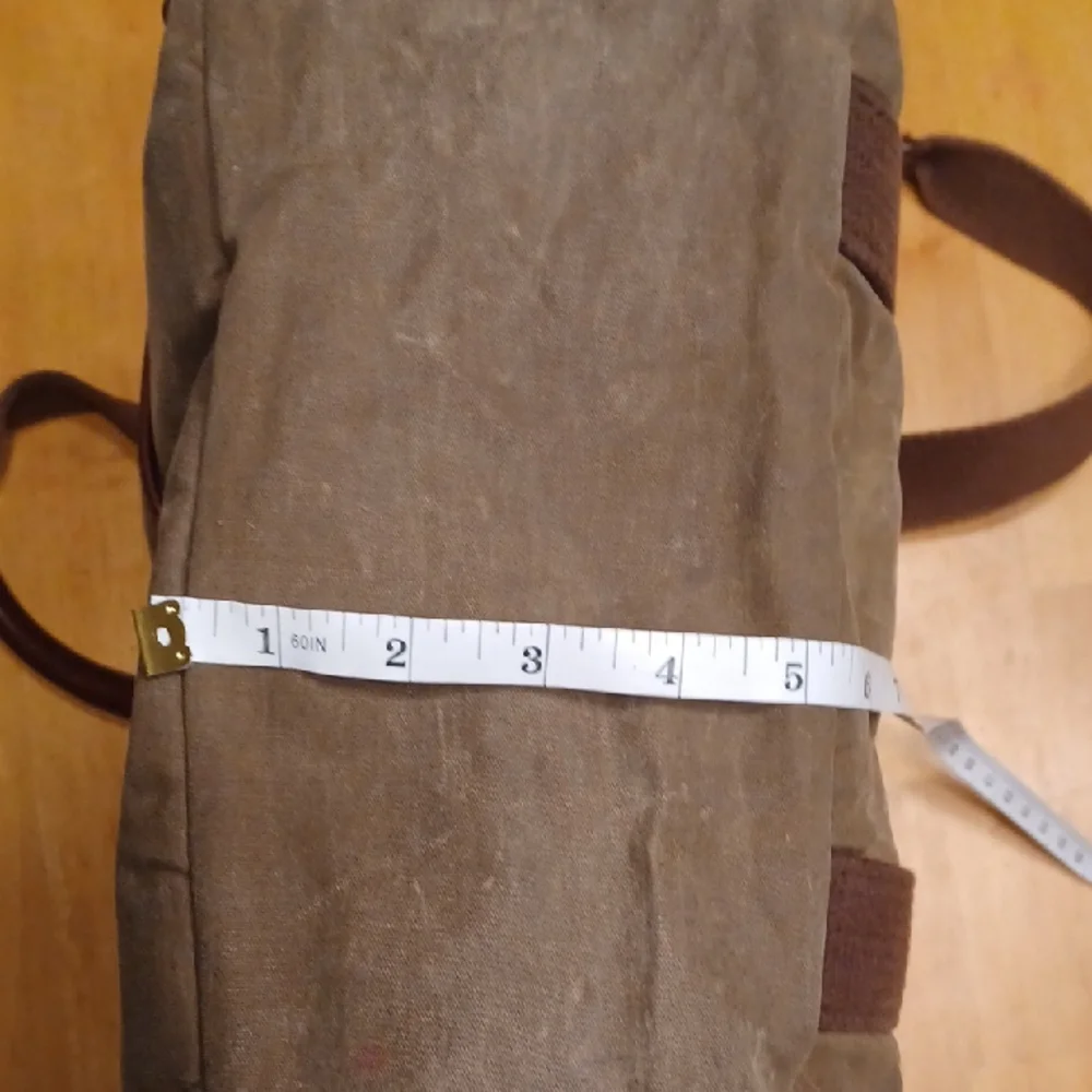 Duluth Trading Co. Expandable Oil Cloth Canvas Leather Trim Tote Bag Rucksack